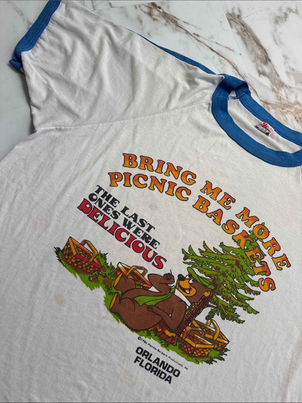 Vintage Orlando Florida T Shirt Ringer Tee Send Me More Baskets 80s Size XL USA